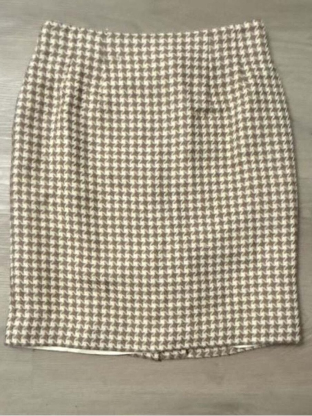 H&M Houndstooth Pencil Skirt - Cream & Brown